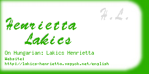 henrietta lakics business card